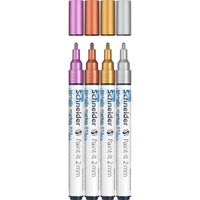 Schneider Paint-It 011 Paint Market - Silver/Gold - 4 Pack-With paint marker, make your designs & layouts stand out with detailed marks and strokes
