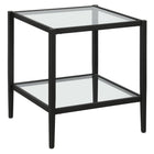 Hudson&Canal Hera 20"W Square Side Table with Glass Shelf - Blackened Bronze-A modern contemporary design for your living room, bedroom, and more