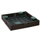 Outsunny Outdoor Kids Square Sandbox with Canopy and Bottom Fabric Liner - 48.4" x 48.4" - Brown-DIY this sandbox requires no special tools 