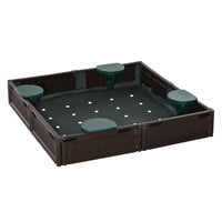 Outsunny Outdoor Kids Square Sandbox with Canopy and Bottom Fabric Liner - 48.4" x 48.4" - Brown-DIY this sandbox requires no special tools 