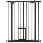 PawHut 36" Pet Gate with Walk Through Door - Black-Double locking system ensures your pet is secured in a place and provide maximum safety