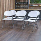 Flash Furniture HERCULES Granite Plastic Folding Chair with Charcoal Frame - White-8