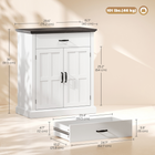 HOMCOM 30" Small Modern Sideboard Buffet Cabinet with Storage Doors - White-Panelled double doors and black metal handles add farmhouse charm