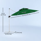 Outsunny 10' Cantilever Patio Umbrella with 360° Rotation & Adjustable Height, Cross Base, Crank and Tilt - Dark Green-360° rotation and height adjustment for customized shading