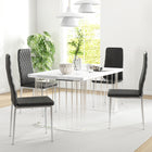 HOMCOM Dining Chairs with Upholstery Seat & Steel Legs - Black - Set of 4-Thick foam padding and faux fur lining provide added comfort and make it easy to clean