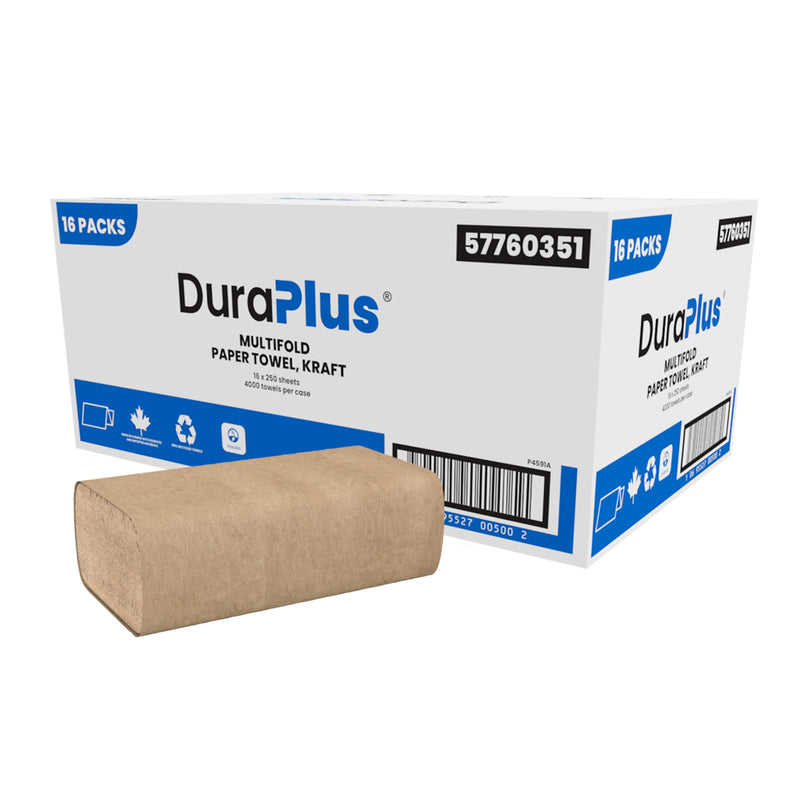 DuraPlus DP0351 Multi Fold Hand Towel - Kraft - 16 Packs of 250