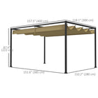 Outsunny Patio Pergola with Retractable Canopy - 13' x 10' - Khaki-Great for porch, pergola, patio, gazebo or any outdoor spaces 