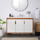 Modway Energize 48" Bathroom Vanity - Cherry/White-Metal Hairpin Legs