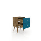 Manhattan Comfort Liberty 2.0 Nightstand, Rustic Brown/Aqua (204AMC93)-Perfect for Storage or Display items.