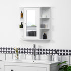 HOMCOM Wall Mount Medicine Cabinet with Mirror - White-Equipped with a central mirror to check your appearance and get ready for work   