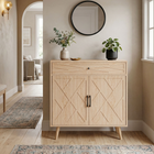 HOMCOM 30" Farmhouse Sideboard Buffet Cabinet with Drawer & Storage Shelf - Oak-Assembly required