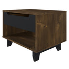 Nexera Barista Nightstand with 1-Drawer And Folding Door - Black & Truffle-Designed and made in Canada with CARB II/FSC Certified particle board and MDF materials.  Ships in 24-48H from order date. Assembly required