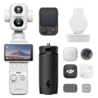 DJI Osmo Pocket 4P Vlog Combo - Pearl White-1-Inch CMOS & 17-Stop Dynamic Range, Dual Cameras with 4 Focal Lengths, 60mm for Natural Portrait