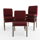 Flash Furniture HERCULES 18.5"W Stacking Church Chair in Burgundy Patterned Fabric with Gold Vein Frame-16 Gauge Steel Frame