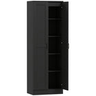 HOMCOM 69" H 5-Tier Kitchen Pantry Cabinet with Shelves - Black-Add a modern touch to your interior with its sleek design 