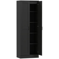 HOMCOM 69" H 5-Tier Kitchen Pantry Cabinet with Shelves - Black-Add a modern touch to your interior with its sleek design 
