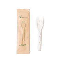 Eco-Packaging Wrapped Sugarcane Fibre Fork - 5.5" - 500 Pack-Made from compostable sugarcane fibre