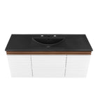Modway Render 48" Wall-Mount Bathroom Vanity - White/Walnut/Black-Fixtures Not Included