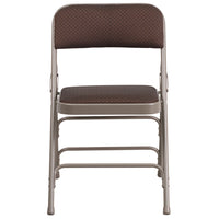 Flash Furniture HERCULES Series Curved Triple Braced & Double Hinged Brown Patterned Fabric Metal Folding Chair-Set of 4 Padded Metal Folding Chairs