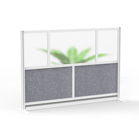 Luxor Modular Wall - 70" W x 48" H - Segmented Grey Frame, Frosted Acrylic, Cool Grey PET-Creates semi permanent privacy in shared spaces