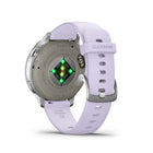 Garmin Venu 4 Smartwatch - 41 mm - Silver with Periwinkle Silicone Band-Everyday utility: A bright LED flashlight provides convenient illumination when you need it. Make and take phone calls from your wrist when your watch is paired to your smartphone. You can even control watch functions with voice commands — or use your smartphone’s voice assistant to respond to text messages and more