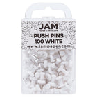 JAM Paper Colourful Push Pins - White - 100 Pack-Plastic Head Thumb Tacks | Colour: White
