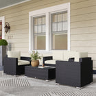 Outsunny 4-Piece Patio Furniture Set - Cream/Black-Zippered cushions filled with 3" padded filling foam for optimal comfort and relaxation