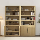 Manhattan Comfort 2-Piece Rivington 40" Modern 4-Shelf Bookcase Cabinet - Natural Oak-Soft Close Doors offer Hidden Storage with 2 Shelves