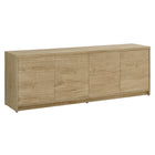 Hudson&Canal Desmond TV Stand for TV's up to 78" - Light Oak-Features four doors with enclosed cabinets and 4 shelves for ample storage