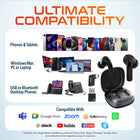 Delton T50 Wireless Earbuds with 4 ENC Microphone and USB Type-A/C Dongle - Black-Easily manage your audio experience with our AI translator earbuds, featuring multi-functional touch controls for play/pause, next/back, volume adjustment, gaming/music mode switching, and voice assistant activation.
