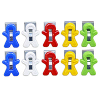 The Pencil Grip Magnet Man Magnetic Clip - White/Blue/Red/Yellow/Green - 10 Pack-Attach to filing cabinets, refrigerators and any other magnetic surface