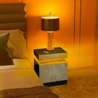 HOMCOM Nightstand with LED Lights - Cement Grey-Adjust your USB-powered LED light via the in-line switch or Bluetooth APP for convenience