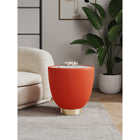 Manhattan Comfort Anderson 18.43" Modern Leatherette Upholstered End Table - Orange-Beautiful Ceramic Marble Table Top