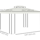 Outsunny 10 ft W x 13 ft L Outdoor Gazebo - Double Roof Patio Gazebo Canopy - White-Polyester fabric with PU coating provides sun protection