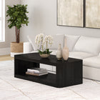 Hudson&Canal Kellan 47"W Rectangular Coffee Table - Black Grain-Clean with a soft, dry cloth and no harsh chemicals or abrasive cleaning materials