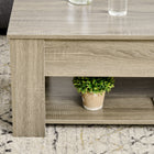HOMCOM Lift Top Coffee Table with Hidden Storage Compartment and Shelf - Grey-Material: MDF