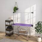 PawHut Adjustable Dog Grooming Table with 2 Safety Slings - Purple-Mesh metal basket below tabletop for easy and convenient storage of your tools, whilst the mesh prevents any water and liquid build-up for hygiene