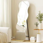 HOMCOM Full Length Mirror - 21" W x 64" H - Black-Lean against wall or stand freely with bracket 