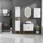 Kleankin Narrow Bathroom Linen Cabinet with Adjustable Shelf and Two Doors - White-Tall and narrow design saves space in your bathroom