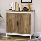 HOMCOM Farmhouse 30.9" L Storage Cabinet - Oak-The surface is melamine coated, smooth and easy to clean