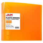 JAM Paper Plastic 4" 3-Ring Binder - Orange-Size: 4" Width | Holds up to 750 sheets of paper.
