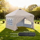 Outsunny 10 ft W x 10 ft L Pop Up Canopy Tent - Instant Sun Shelter - Beige-Three height settings at 4" (10 cm) intervals