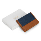 Champs Denim Leather Cardholder - Tan/Blue-Exterior pocket