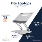 ShoppingAll Adjustable Laptop Stand - Silver-Adjust the height and angle (up to 90 degree) to your ideal viewing level to alleviate stiffness in your back and neck and improve your posture