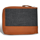 Champs Denim Leather Zip Around Wallet - Tan/Black-3 slot pockets