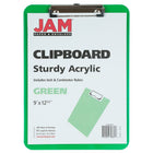 JAM Paper Plastic Clipboards with Low Profile Metal Clip - Letter Size (9 x 12.5) - Green-Size: 9 x 13 inches | Easy to stack and organize. Fits in most bags, backpacks, and brief cases.
