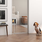 PawHut 30"- 34" Extra Wide Dog Gate with Double Locking System - White-Door opens in both directions