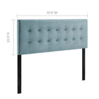 Modway Emily Biscuit Tufted Performance Velvet Queen Headboard - Light Blue-Velvet Polyester Upholstery