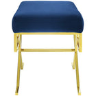 Modway Twist Performance Velvet Bench - Gold/Navy-Gold Stainless Steel Base