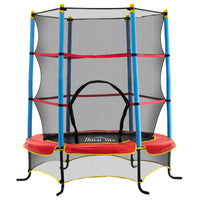 Qaba Kids Trampoline with Enclosure Net - 68.9" Dia. - Multi-coloured-Give your sweetie hours of bouncing fun with this mini trampoline 